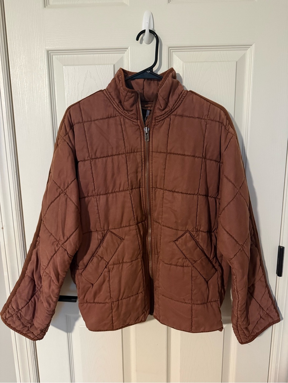 Free People Rust Quilted Puffer Jacket